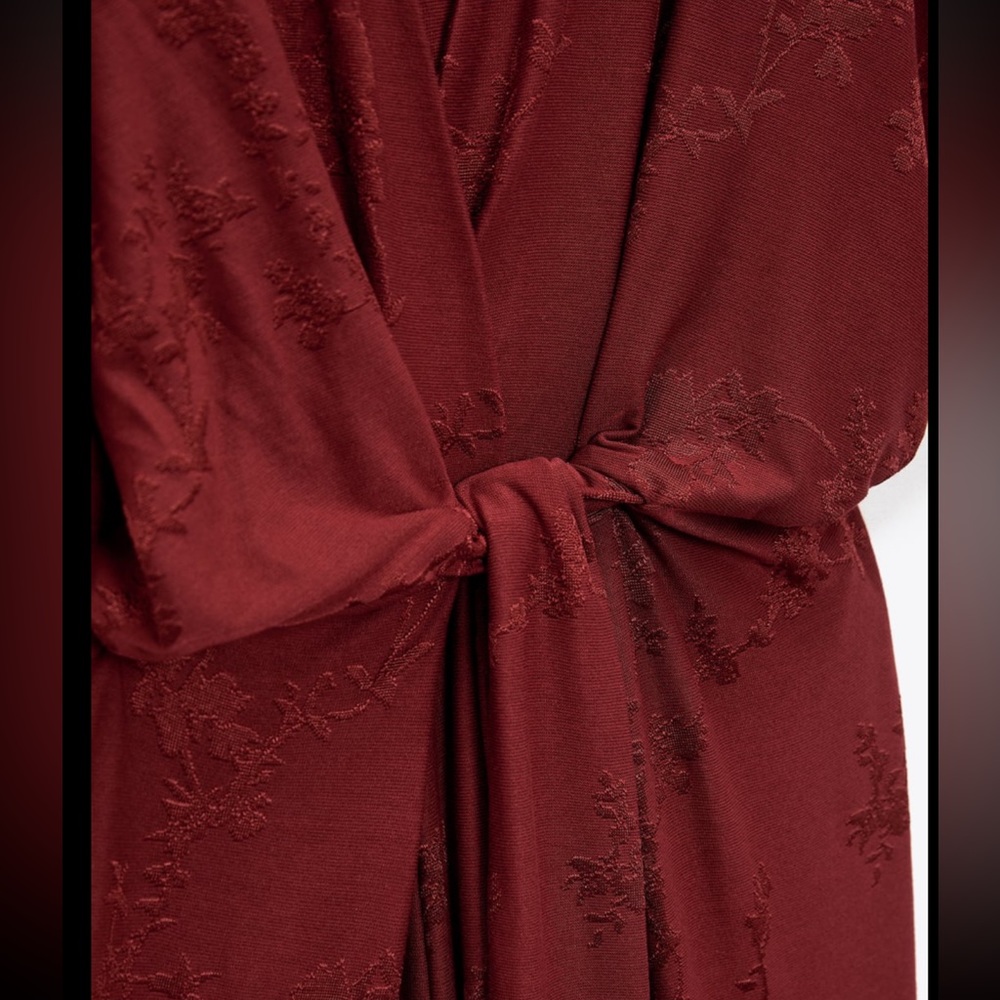 Zara Burgundy Jacquard Jumpsuit - Picture 7 of 8